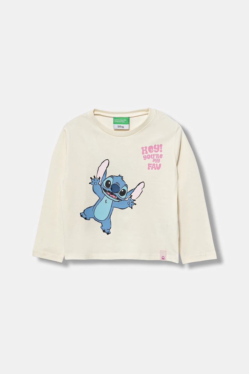 Detská bavlnená košeľa s dlhým rukávom United Colors of Benetton béžová farba, 35RYG10KC