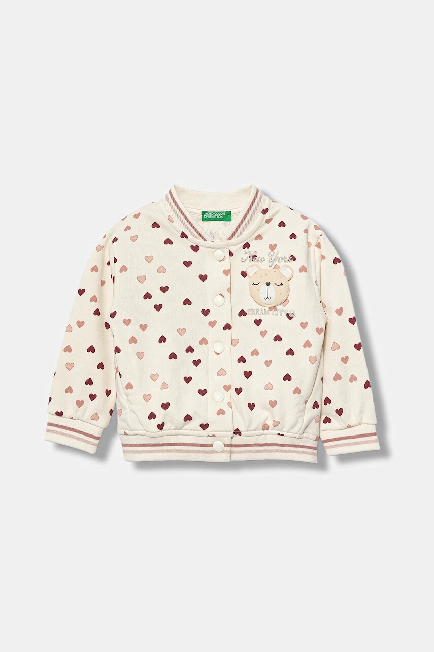 Detská mikina United Colors of Benetton béžová farba, vzorovaná, 3YCMG5040