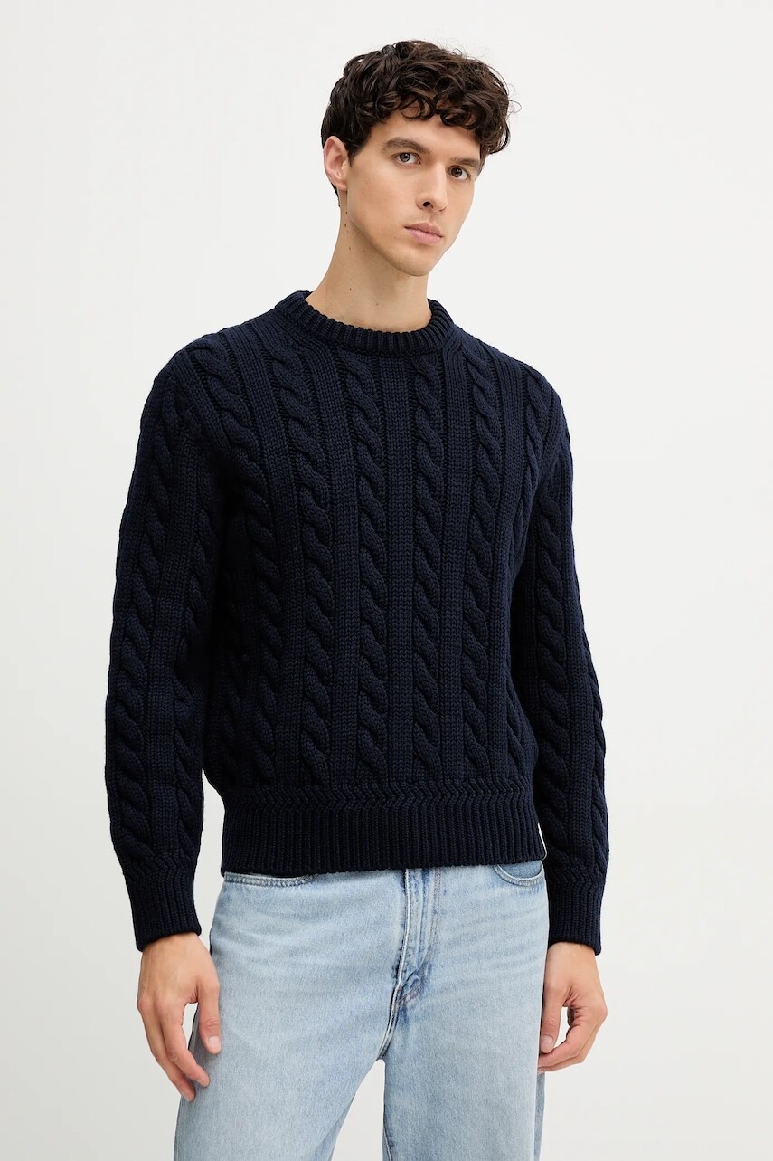 Vlnený sveter Bally tmavomodrá farba, teplý, MKN07V