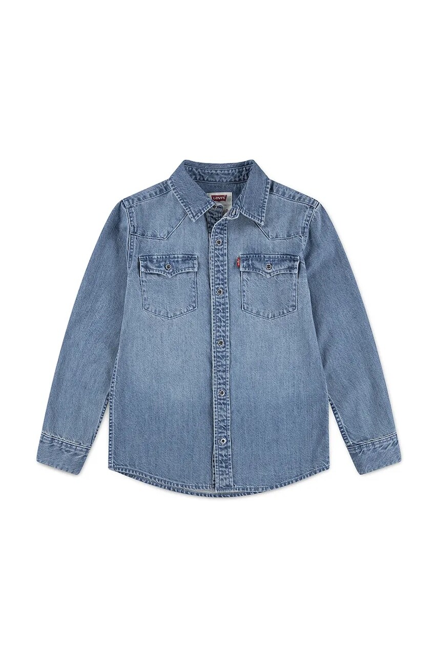 Detská bavlnená košeľa Levi's NEW BARSTOW WESTERN SHIRT modrá farba, 8EL534