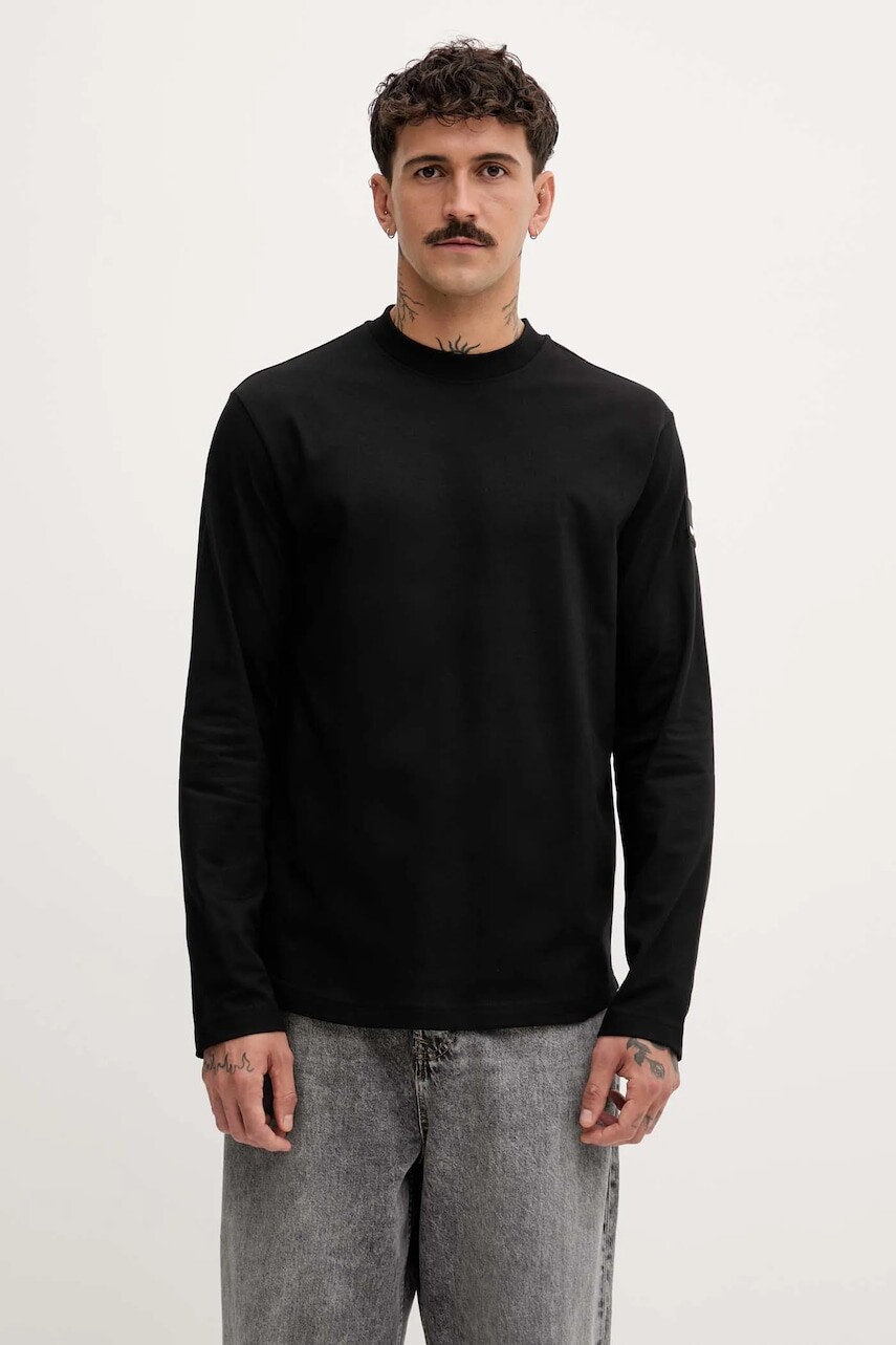 Bavlnené tričko s dlhým rukávom Karl Lagerfeld Jeans čierna farba, jednofarebné, A4M17085