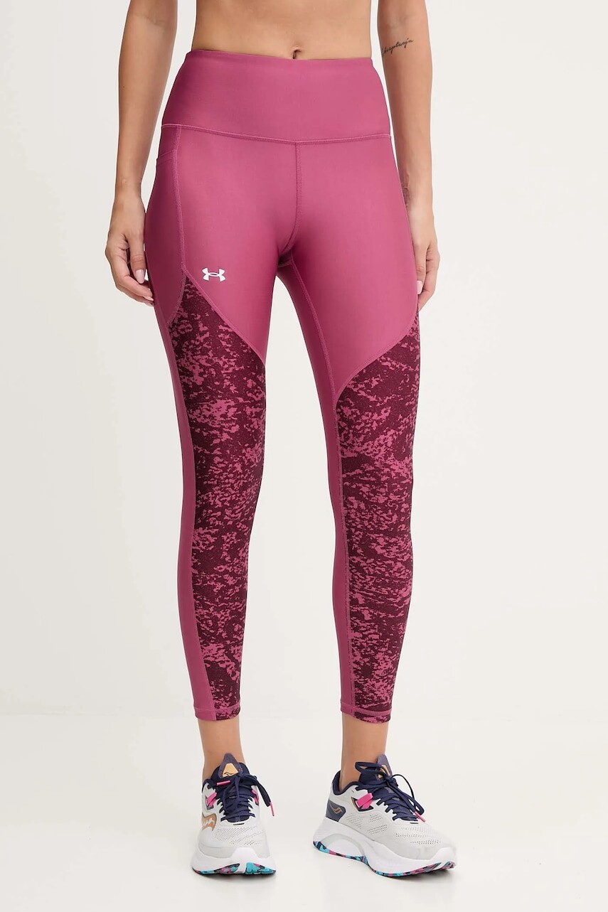 Tréningové legíny Under Armour bordová farba, vzorované, 1386407