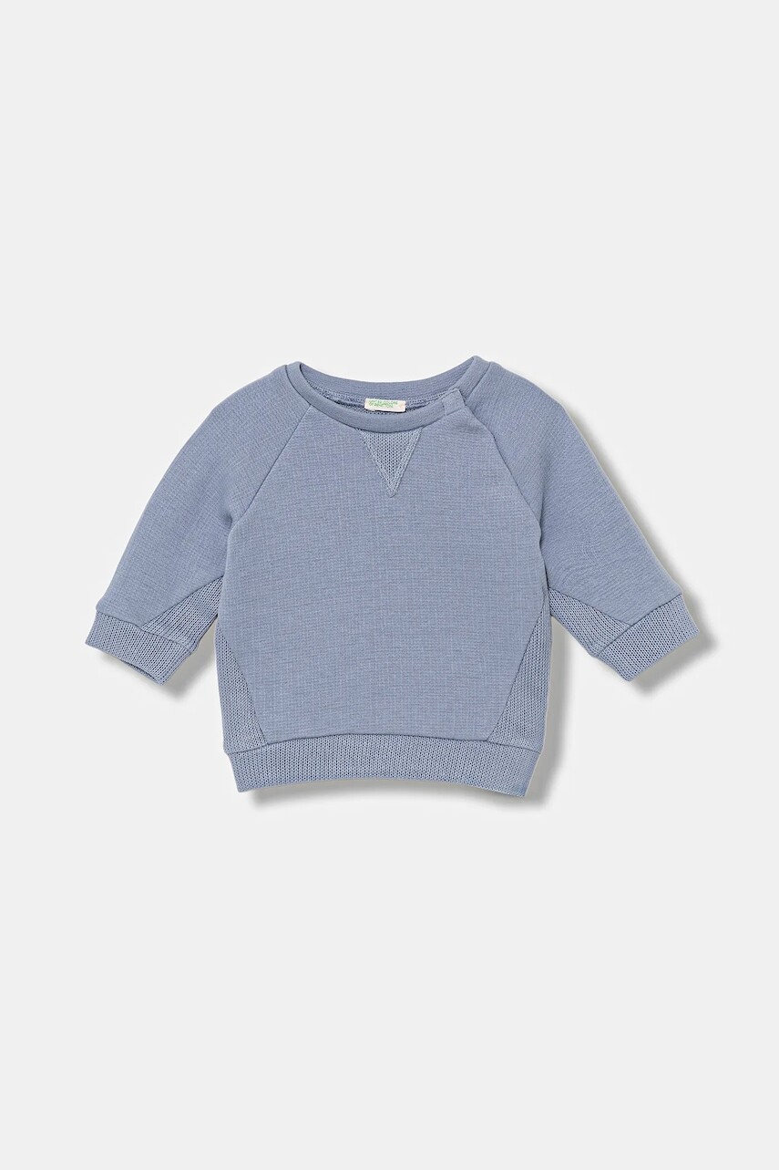 Bavlnená mikina pre bábätká United Colors of Benetton modrá farba, jednofarebná, 3ITEA106H