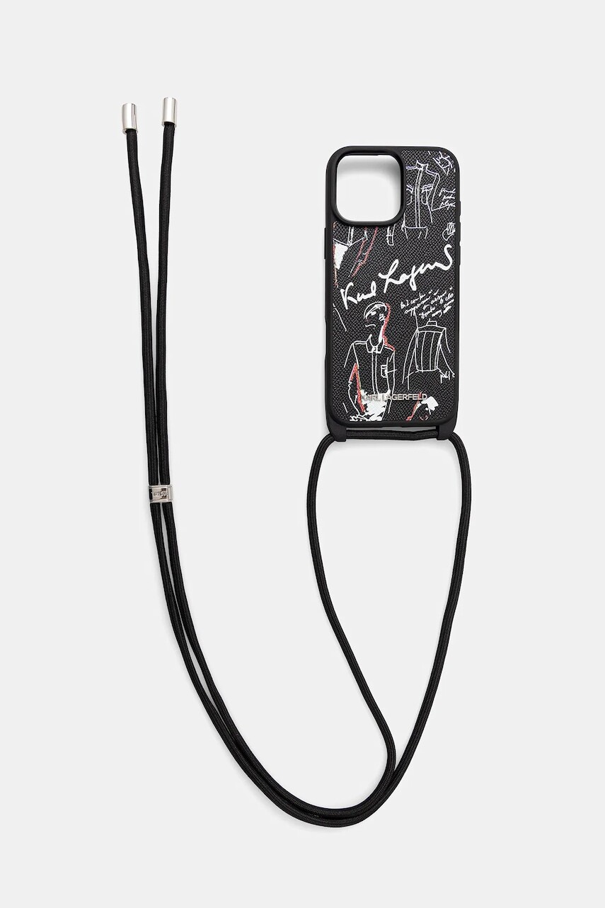 Puzdro na mobil Karl Lagerfeld iPhone 16 Pro Max čierna farba, KLHCP16XPGGRMPCK