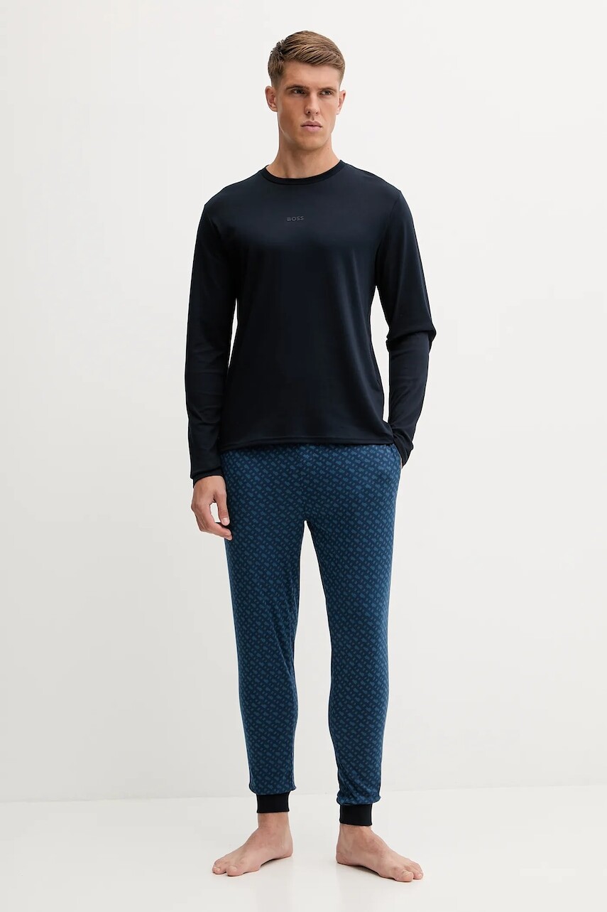 Bavlnené pyžamo BOSS čierna farba, vzorované, 50550494