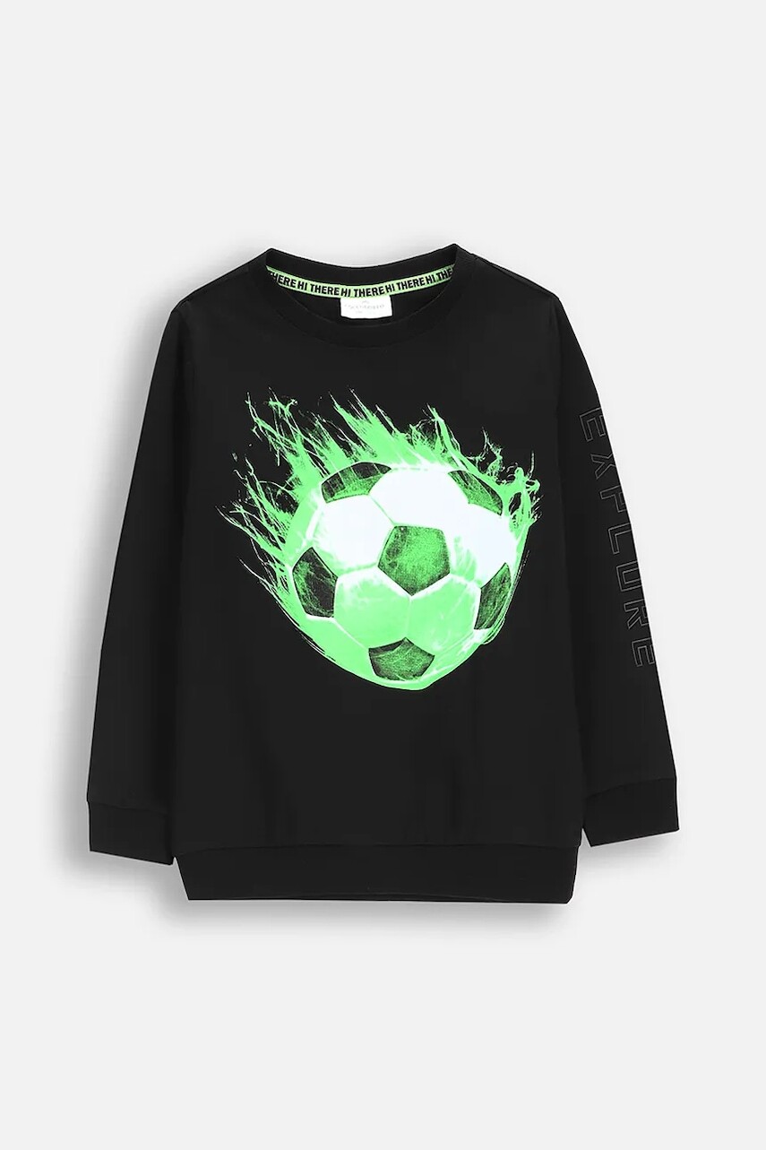 Detská bavlnená mikina Coccodrillo čierna farba, s potlačou, X-RAY VISION BOY KIDS