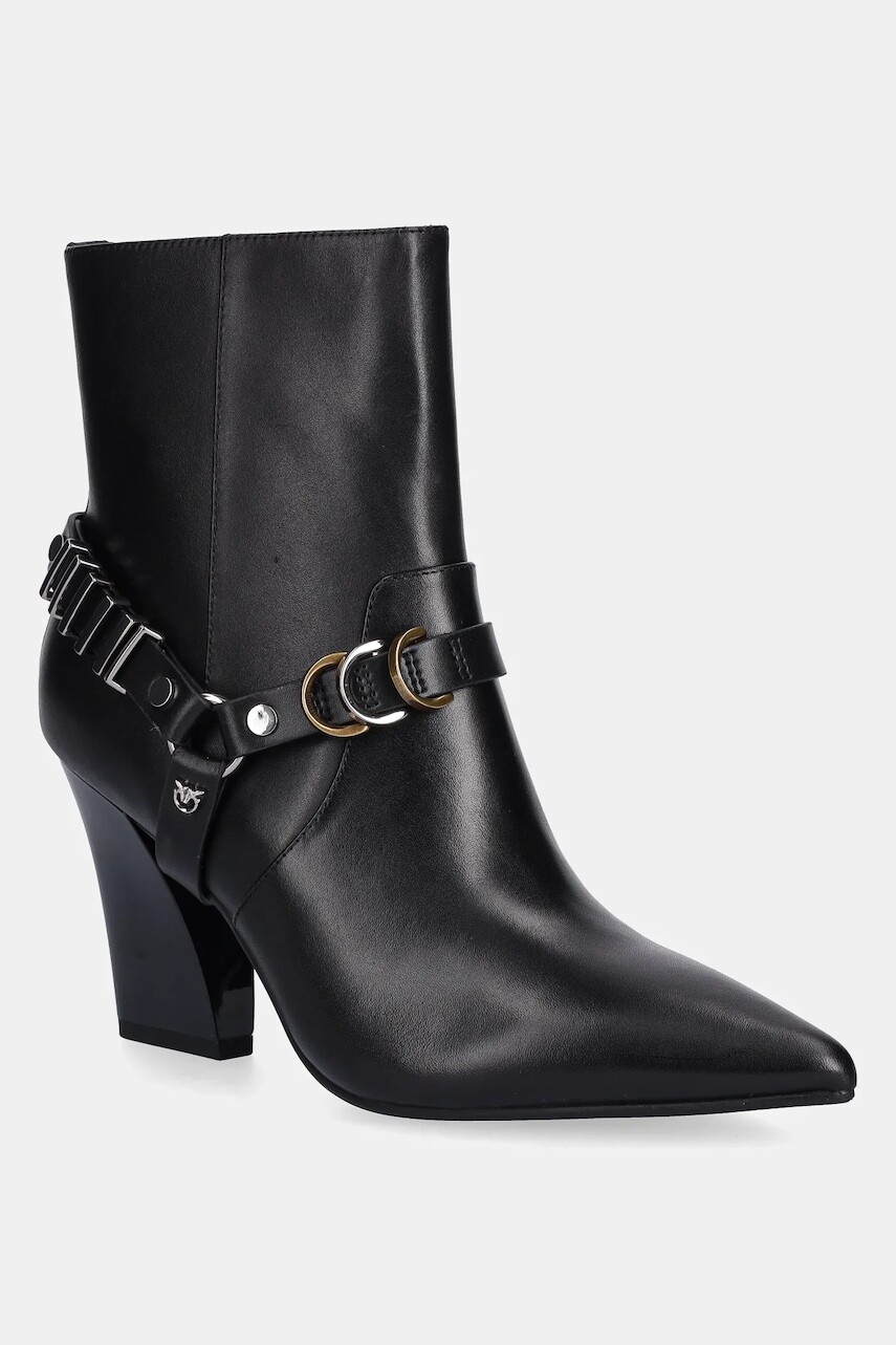 Členkové topánky Pinko Viola 02 čierna farba, na podpätku, SD0417P001Z99