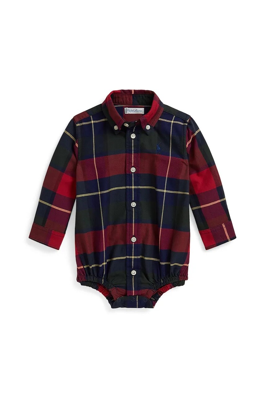 Bavlnená košeľa pre bábätká Polo Ralph Lauren červená farba, 320980514001