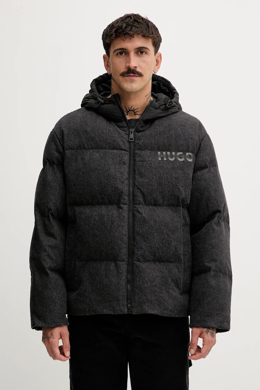 Rifľová bunda Hugo Blue čierna farba, zimná, 50546769