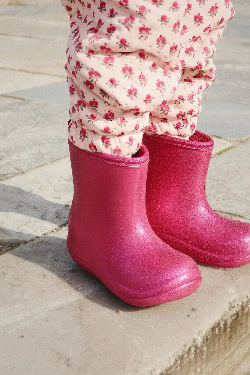 Detské gumáky Konges Sløjd LUC LIGHTWEIGHT GLITTER RAIN BOOT ružová farba, KS103502