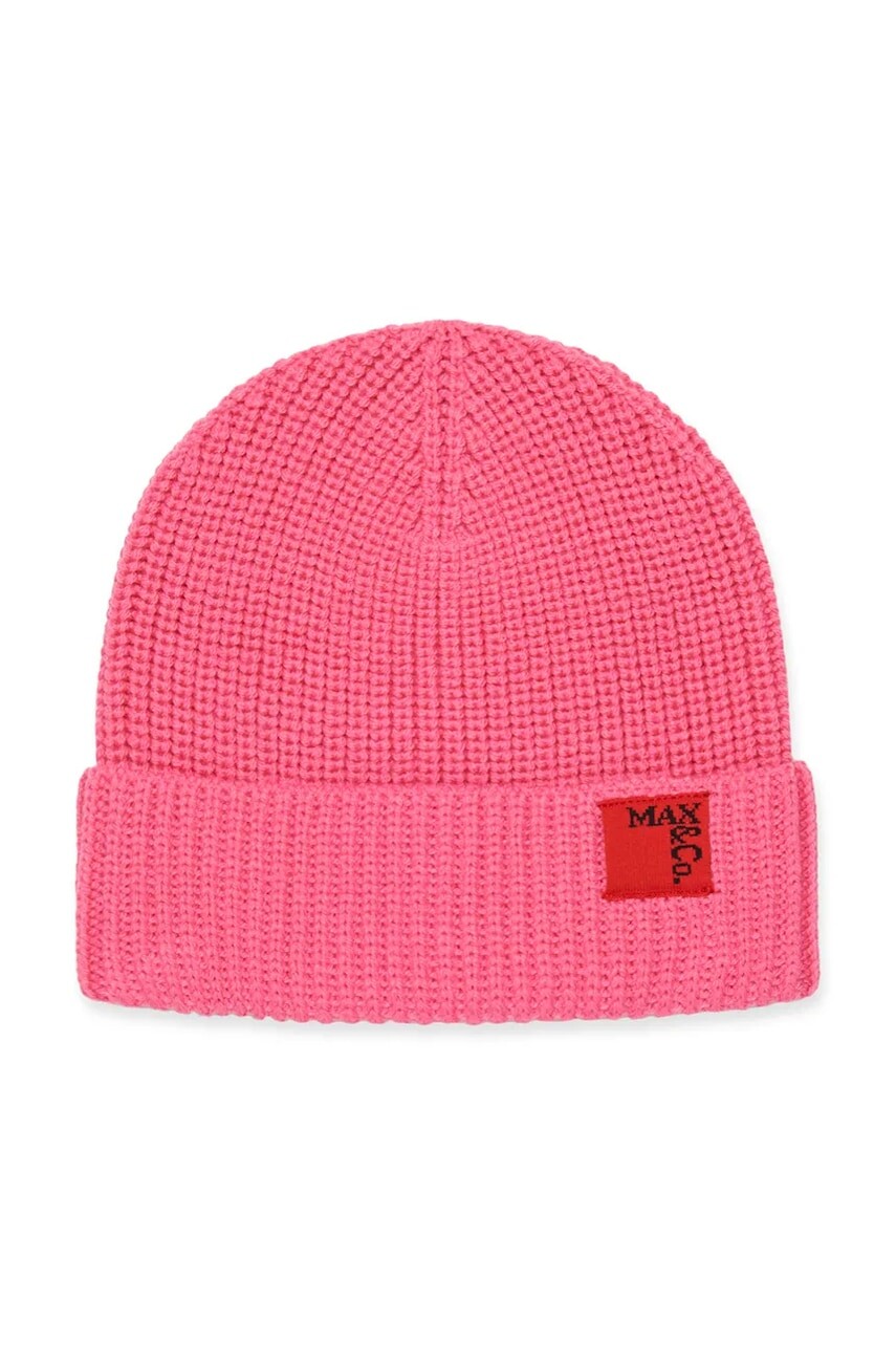 Detská čiapka s prímesou vlny MAX&Co. MAXF10F HAT ružová farba biela, MX0242