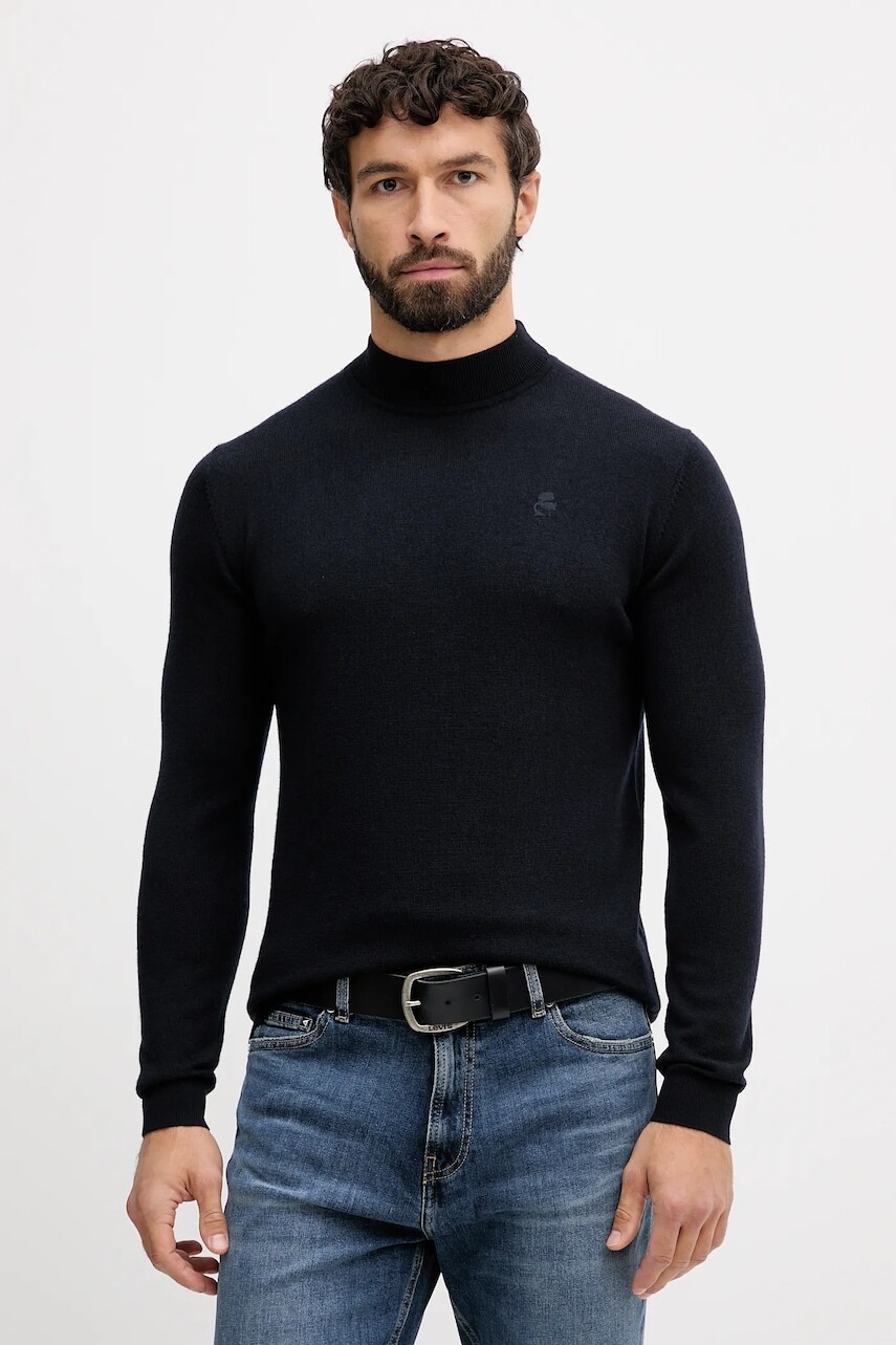 Vlnený sveter Karl Lagerfeld tmavomodrá farba, ľahký, 554399.655002