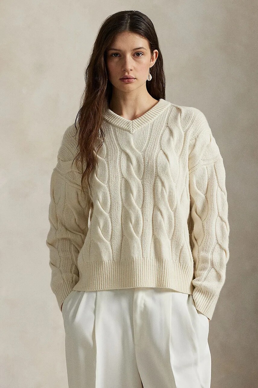 Vlnený sveter Polo Ralph Lauren biela farba, 211972127