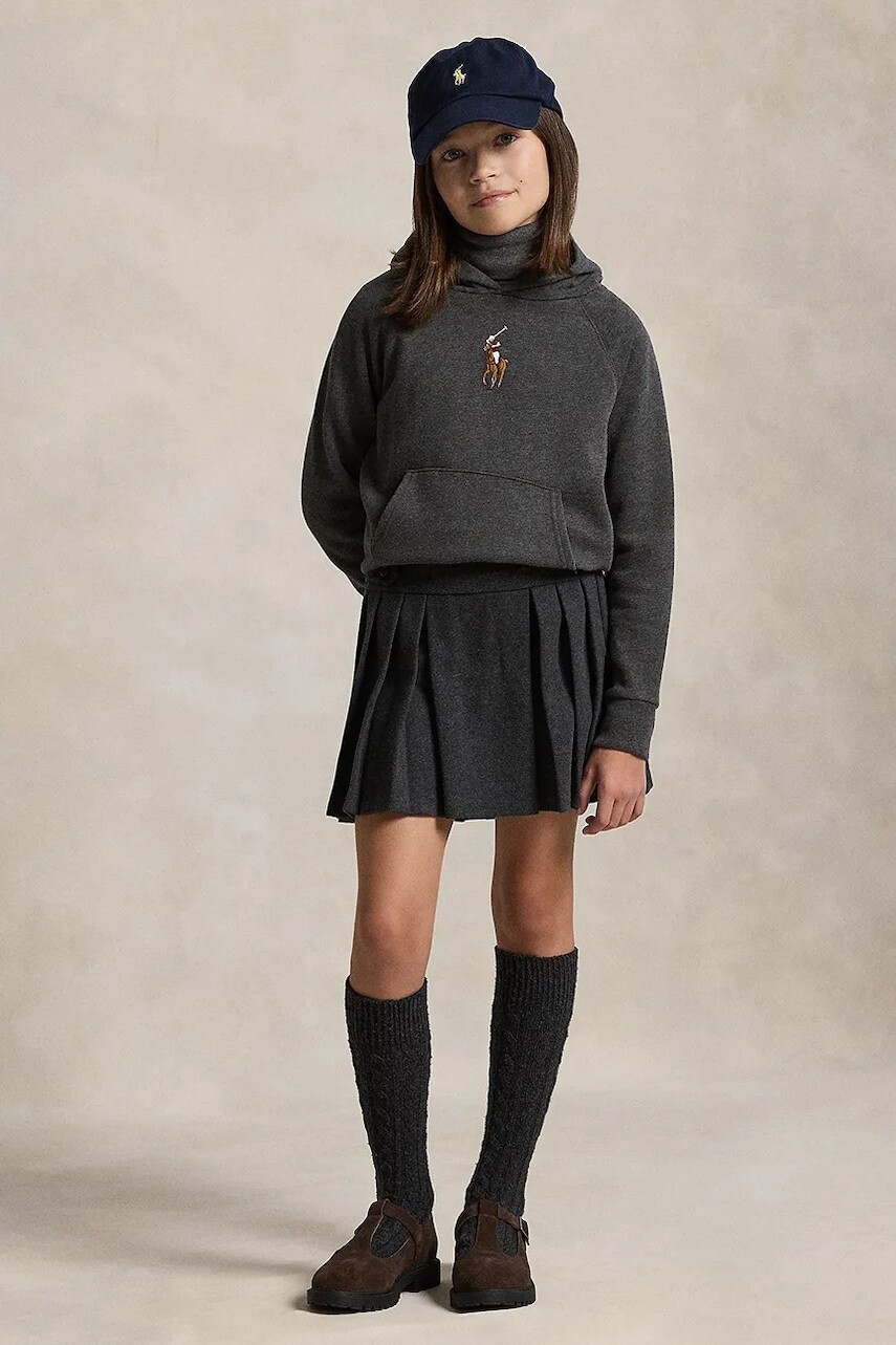 Dievčenská sukňa Polo Ralph Lauren šedá farba, mini, rovný strih, 313979065001