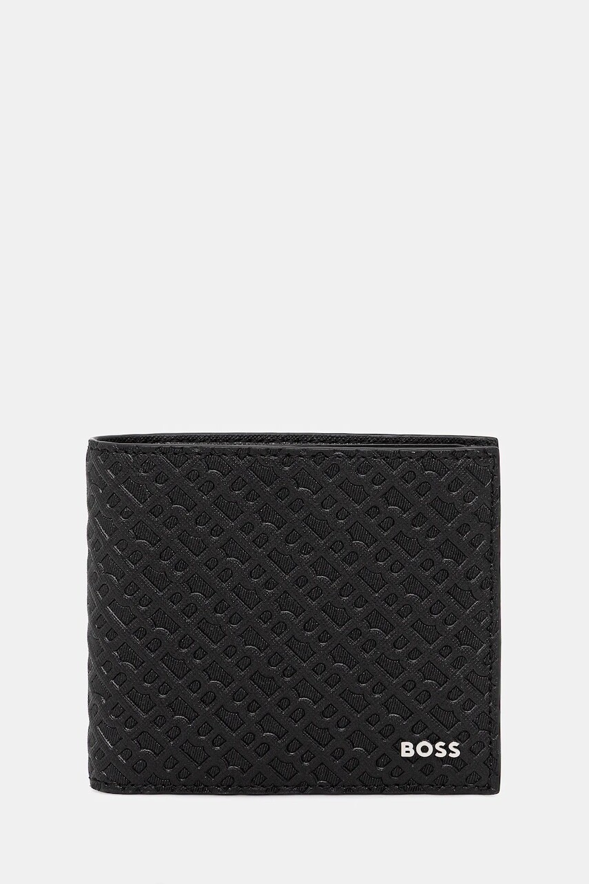 Kožená peňaženka BOSS čierna farba, 50548816