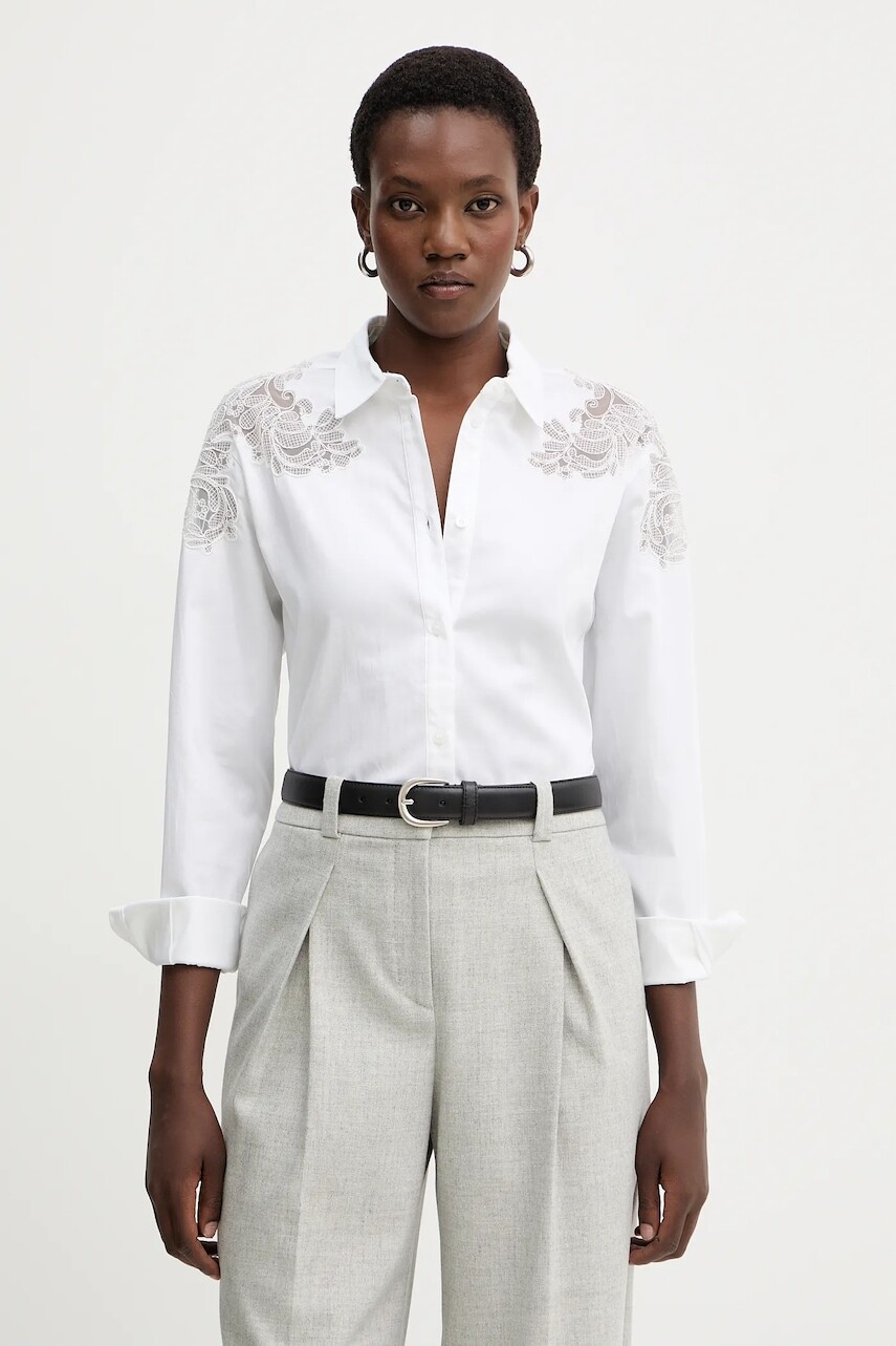 Košeľa Guess KYA béžová farba, regular, s klasickým golierom, W5BH65 WAF10