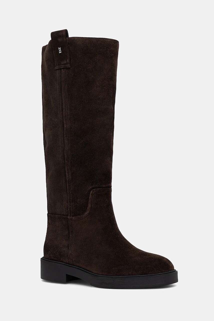 Semišové čižmy Nokwol Jose Brown Leather hnedá farba, na plochom podpätku, Jose Brown Leather