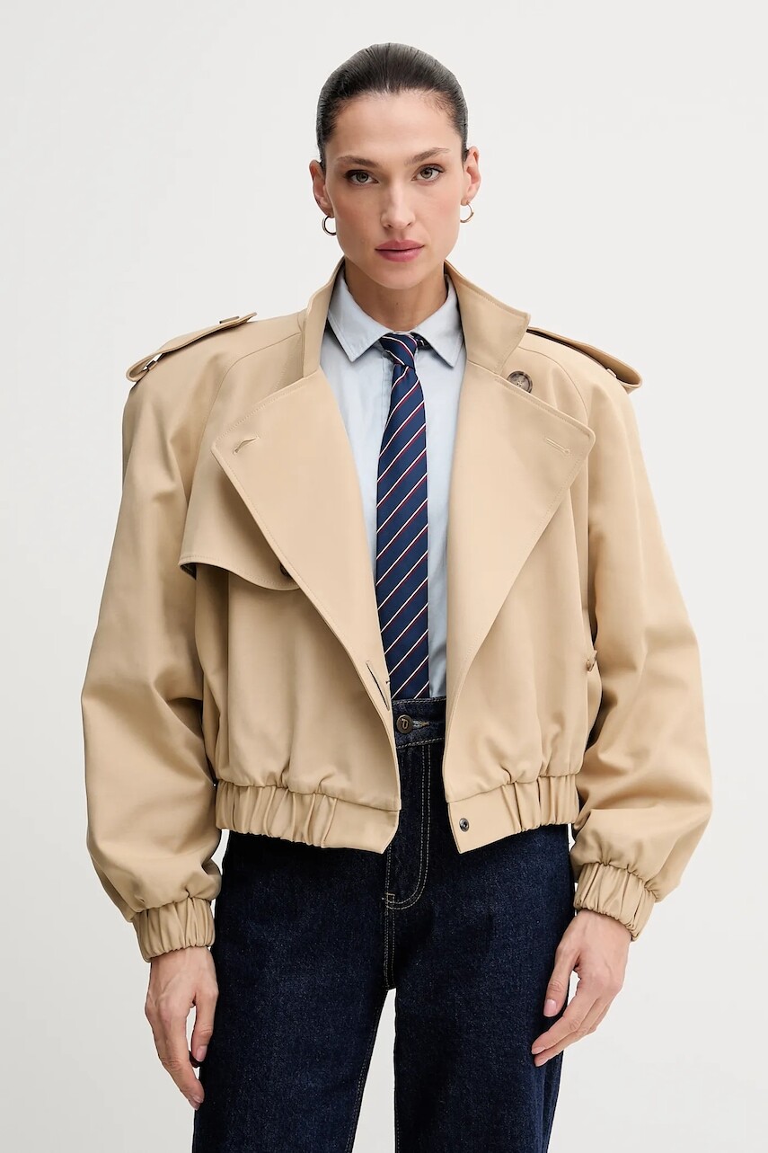 Bunda La Mania ELLIOT béžová farba, prechodná, oversize, ELLIOT