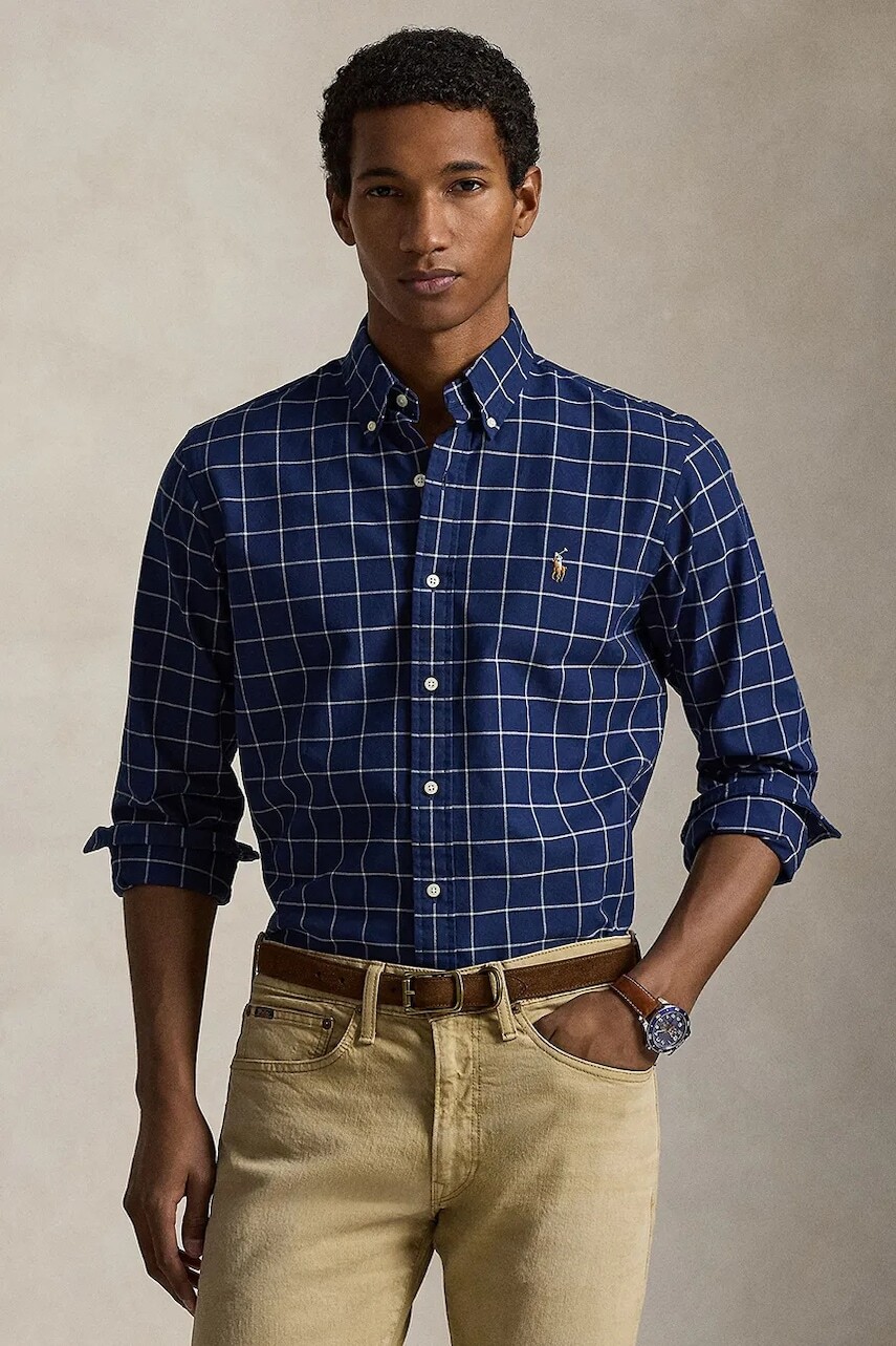 Bavlnená košeľa Polo Ralph Lauren tmavomodrá farba, regular, s golierom button-down, 710P07186