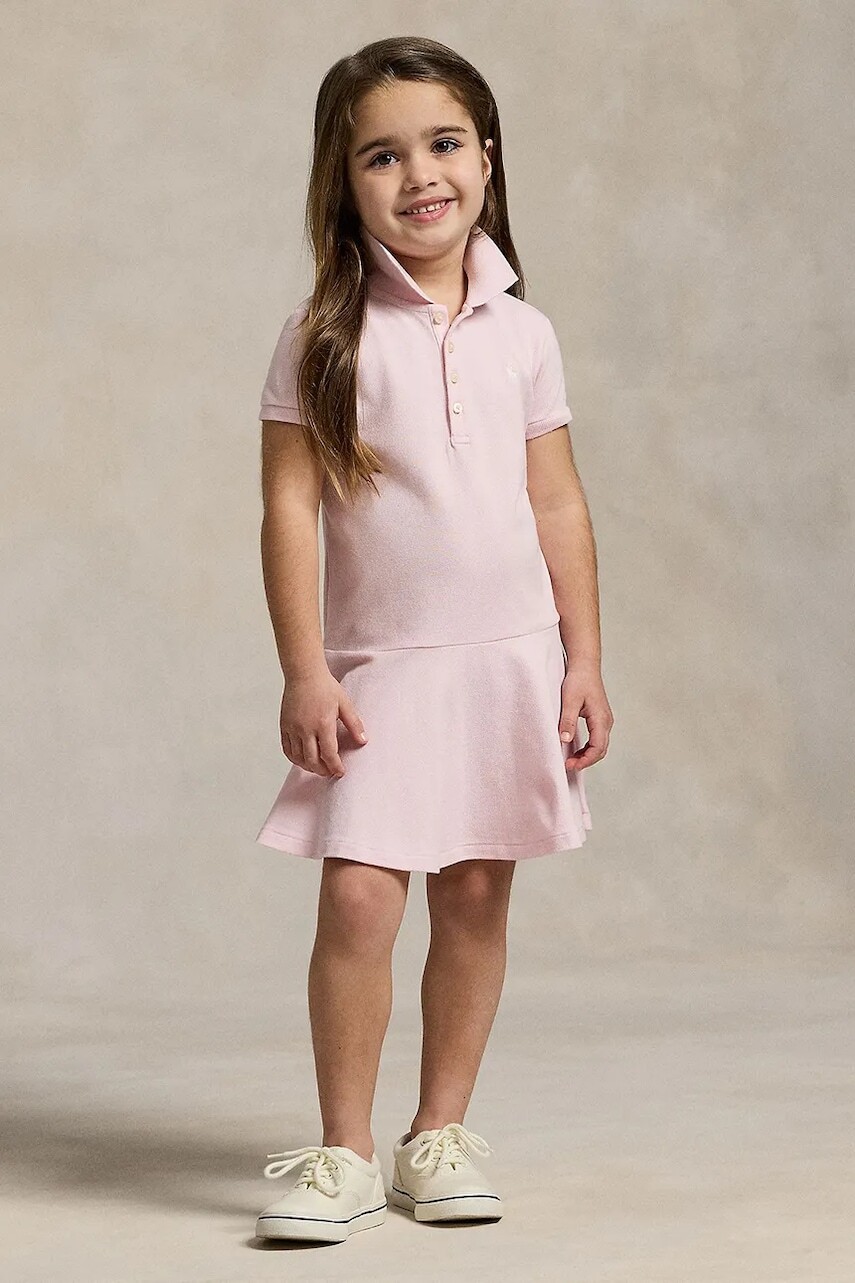 Dievčenské šaty Polo Ralph Lauren ružová farba, mini, áčkový strih, 312698754082