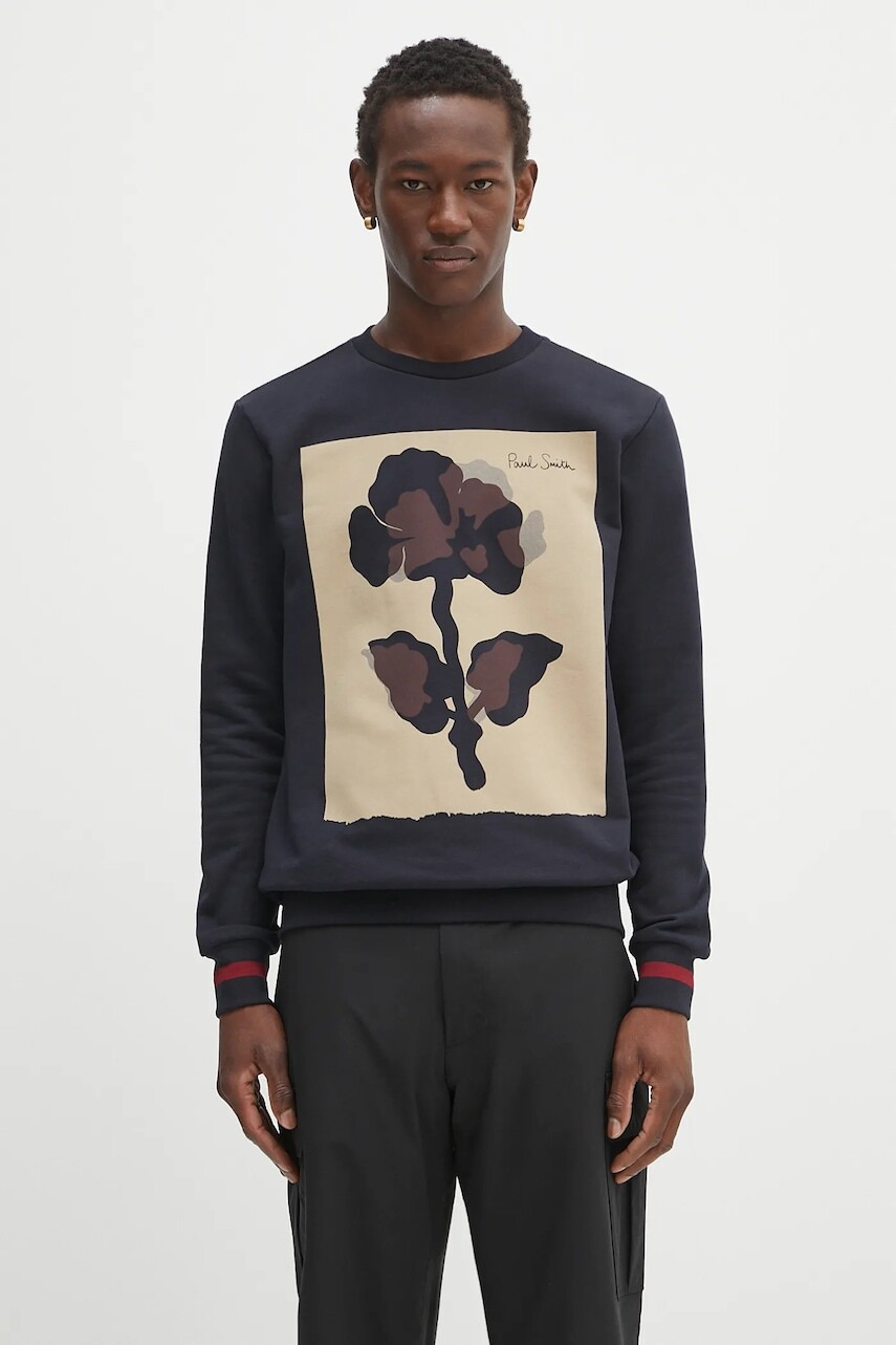 Bavlnená mikina Paul Smith tmavomodrá farba, vzorovaná, M1R-302S-TP4930