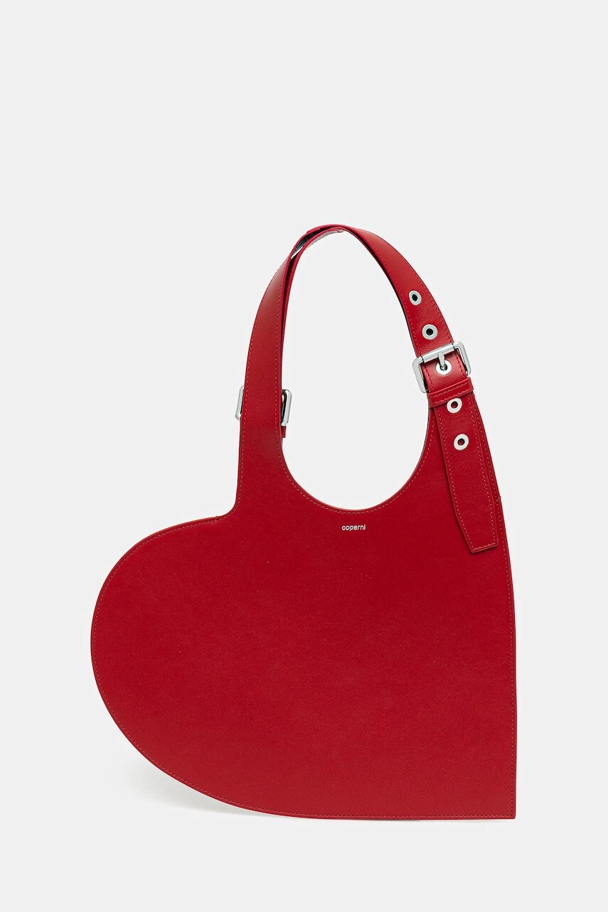 Kožená kabelka Coperni Belt Heart Tote červená farba, COPBA112F6012