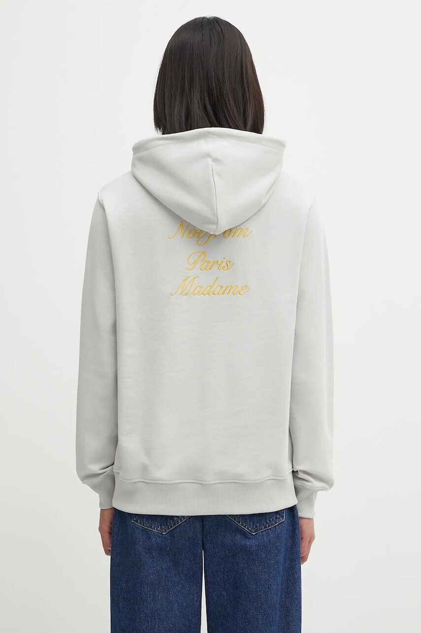 Bavlnená mikina Drôle de Monsieur Le Hoodie Slogan Calligraphy šedá farba, s kapucňou, s nášivkou, I.HO168.CO127