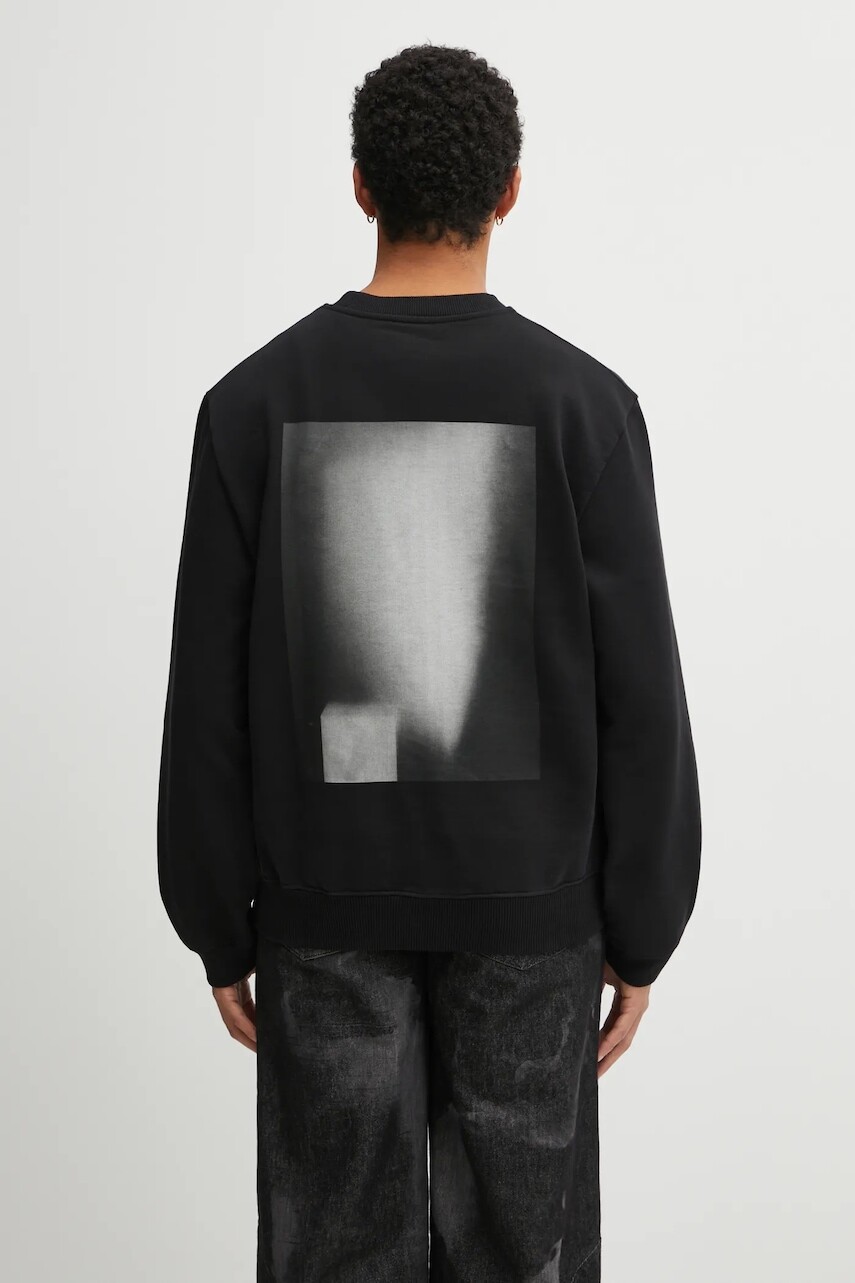 Bavlnená mikina Heliot Emil čierna farba, s potlačou, AW25_M_08_086_BLK01