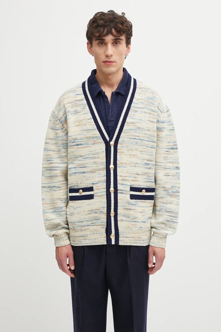 Vlnený kardigán Drôle de Monsieur Le Cardigan MoulinE béžová farba, I.CA161.WO018