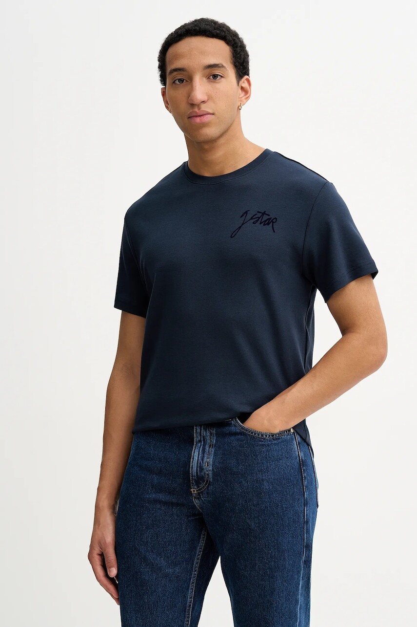 Bavlnené tričko G-Star pánske, modrá farba, jednofarebné, D26823-D976