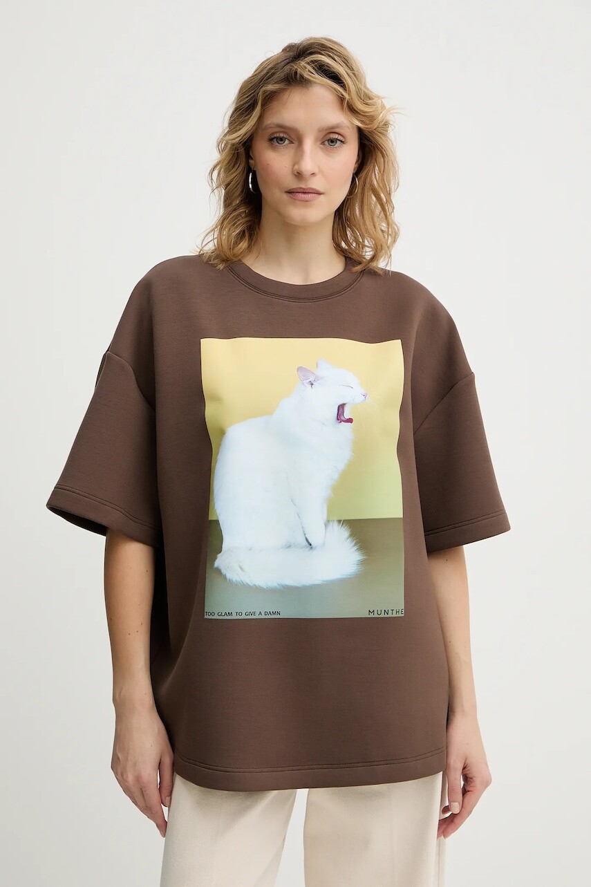 Tričko MUNTHE RAPLOI dámske, hnedá farba, 254112525463