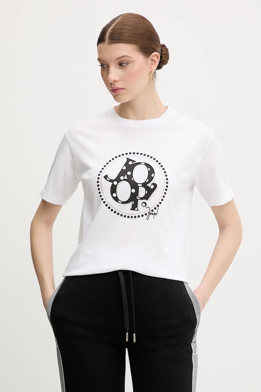 Bavlnené tričko Joop! dámske, biela farba, 30100822