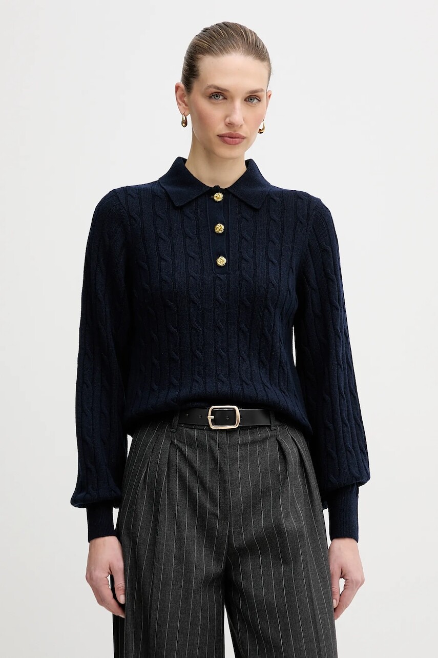 Sveter s prímesou vlny Barbour Evie tmavomodrá farba, LKN1730