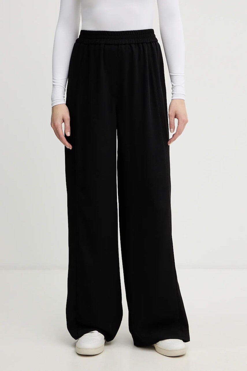 Nohavice Lacoste čierna farba, rovný strih, vysoký pás, HF2627