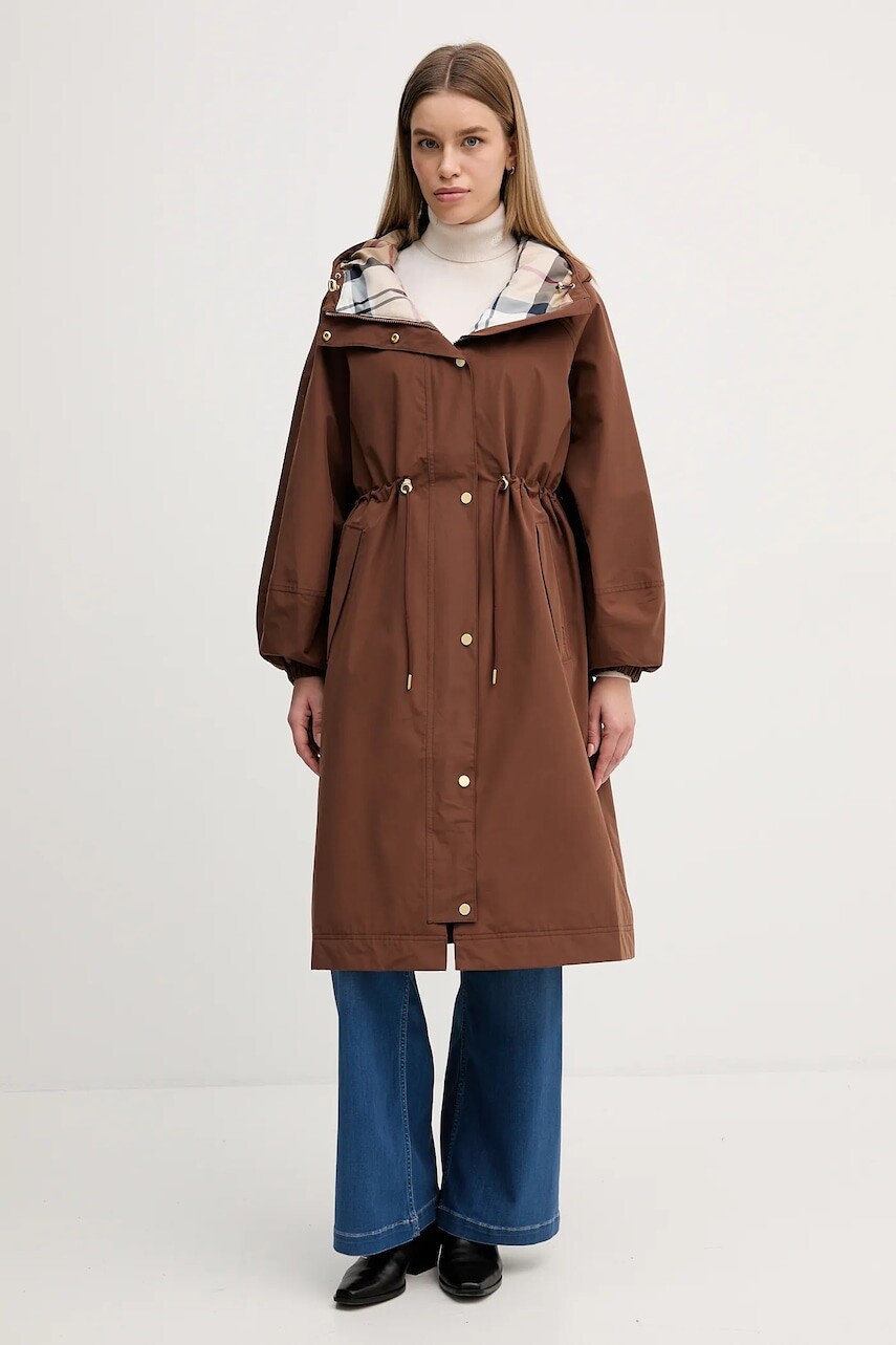 Nepremokavá bunda Barbour hnedá farba, prechodná, LWB0912