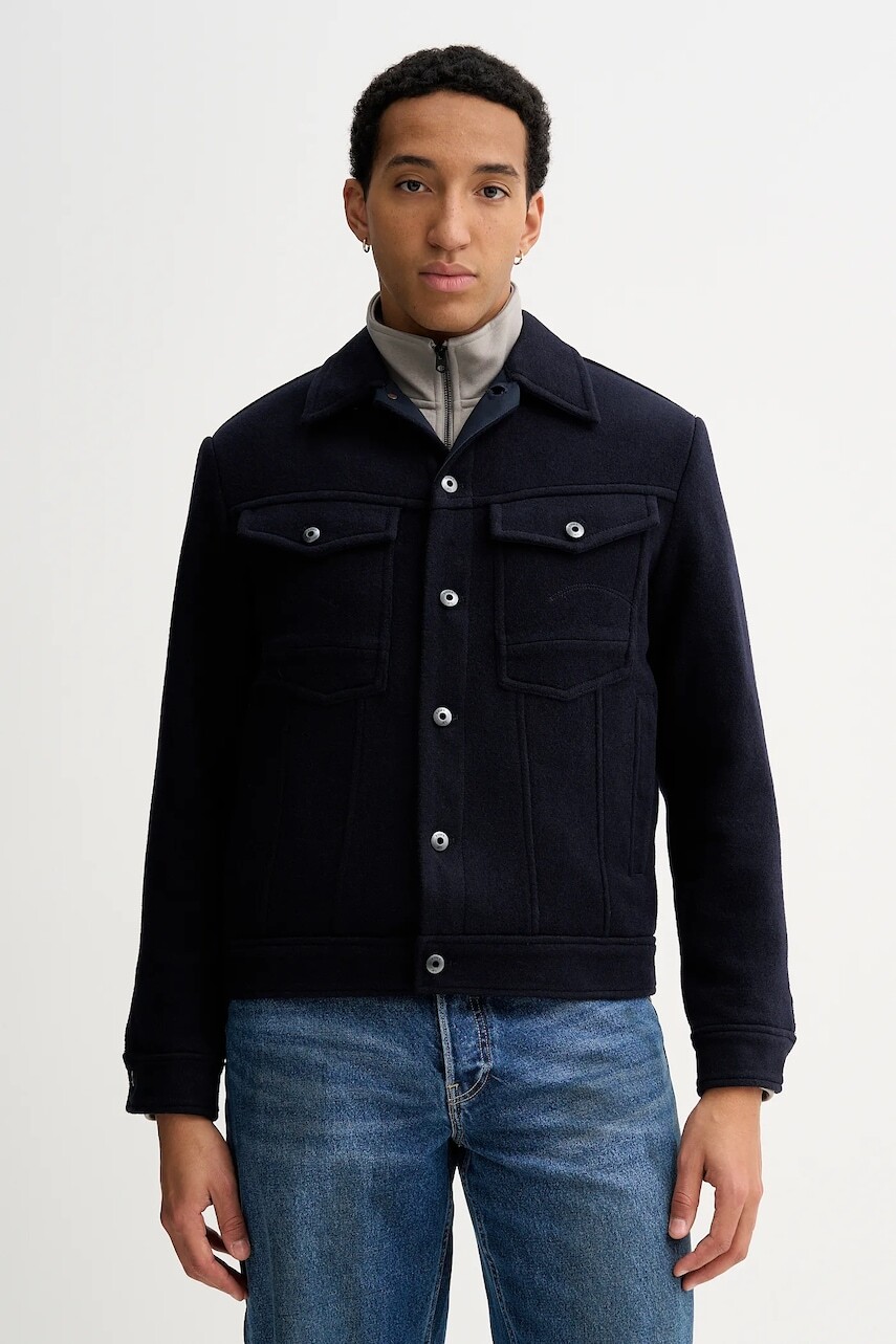 Bunda s prímesou vlny G-Star tmavomodrá farba, prechodná, D27313-E155