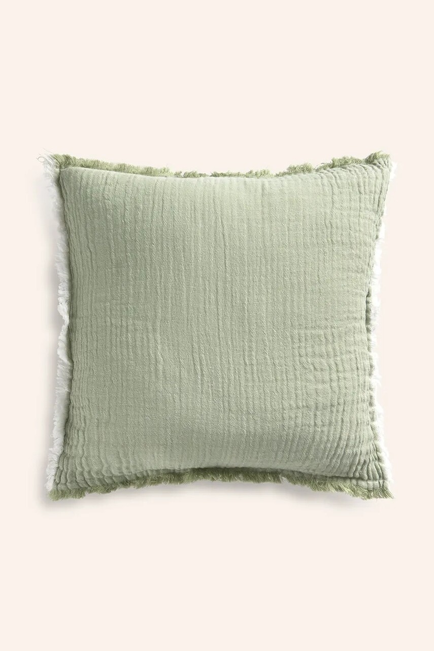 Dekoratívna bavlnená obliečka na vankúš Calma House Layer 45 x 45 cm zelená farba