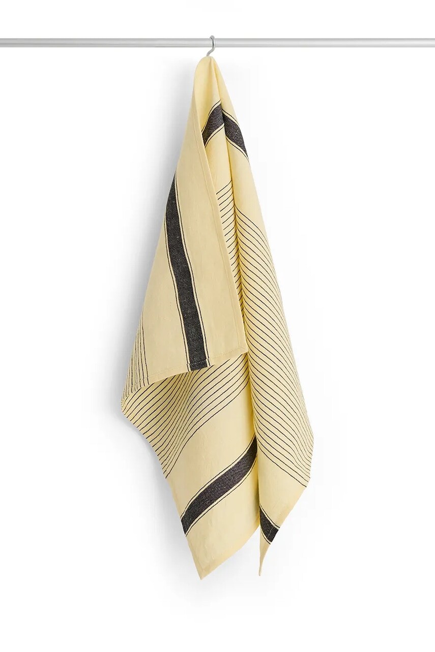 Kuchynská utierka s prímesom ľanu HAY Linear 52 x 80 cm žltá farba