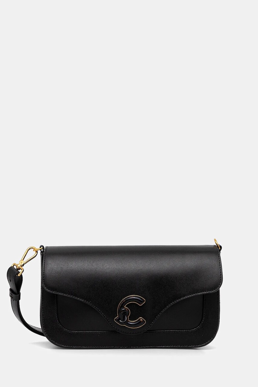 Kožená kabelka Coccinelle C-ME CALF&MARB čierna farba, E1 U4G 12 03 01