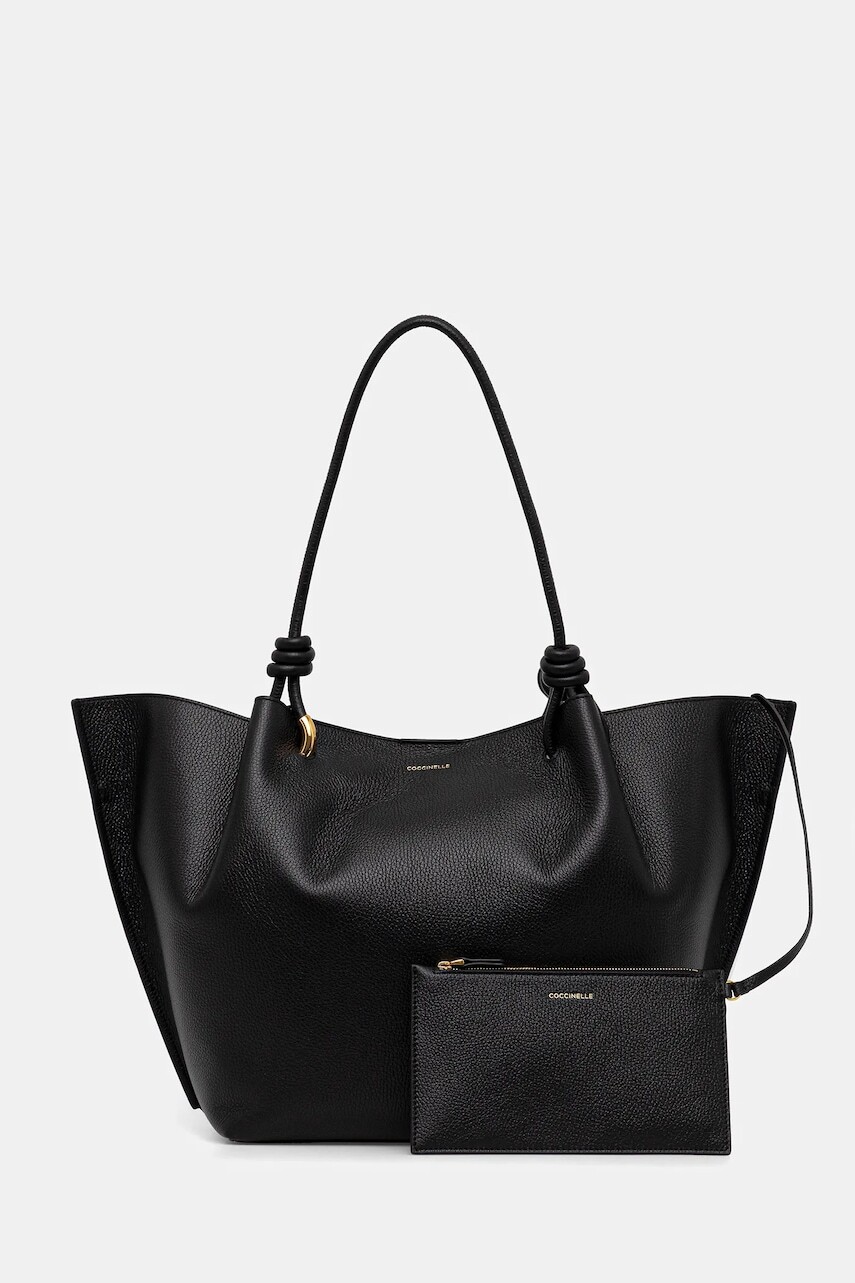 Kožená kabelka Coccinelle FINN čierna farba, E1 U07 11 01 01
