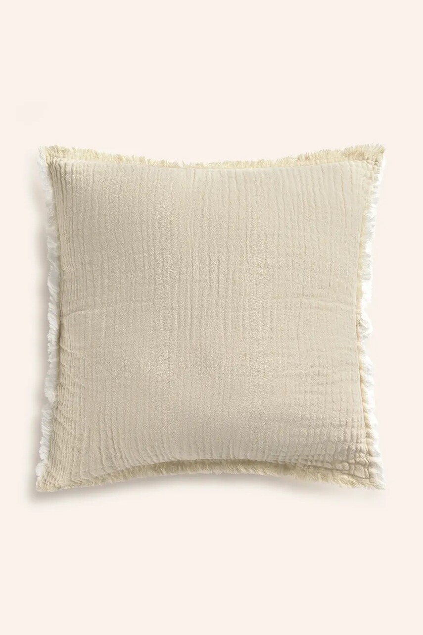 Dekoratívna bavlnená obliečka na vankúš Calma House Layer 45 x 45 cm béžová farba