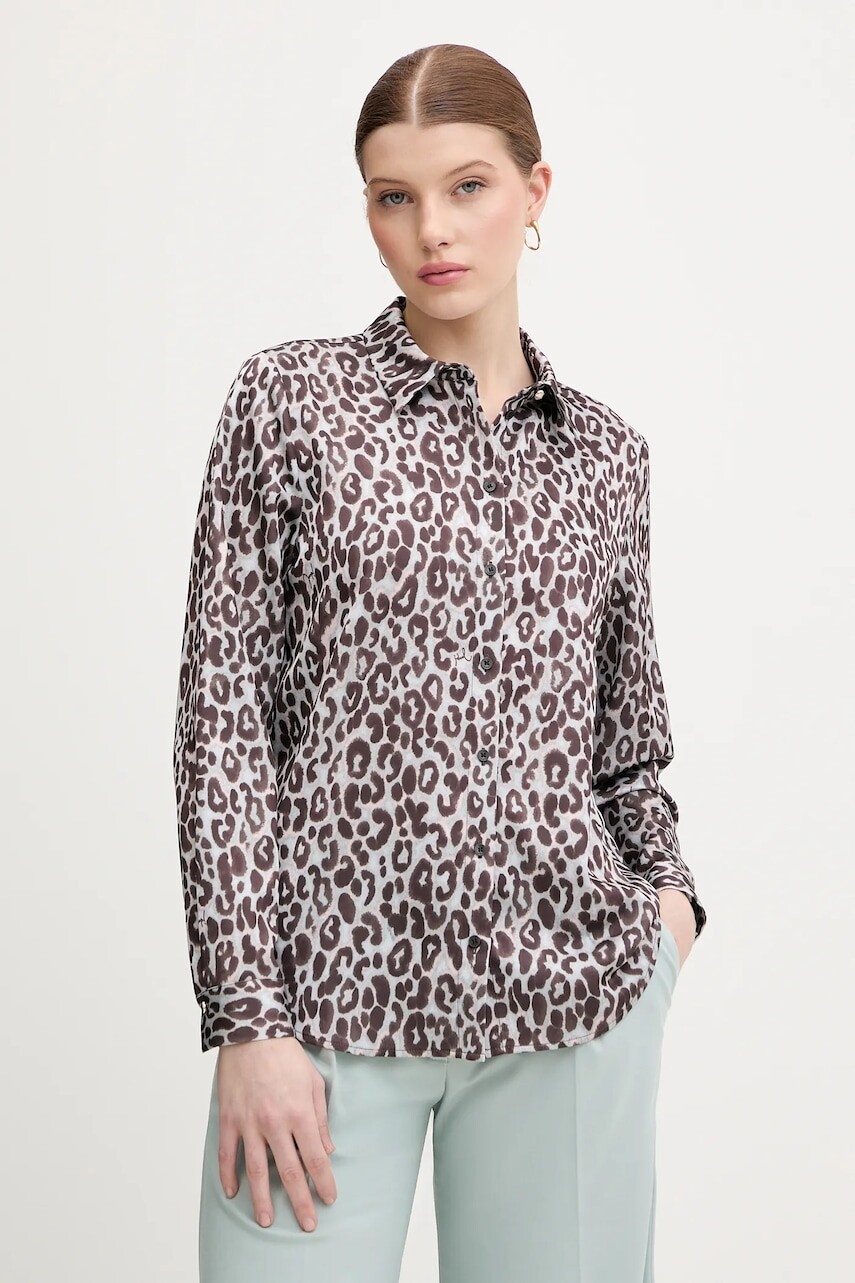 Košeľa Joop! hnedá farba, regular, s klasickým golierom, 30100849