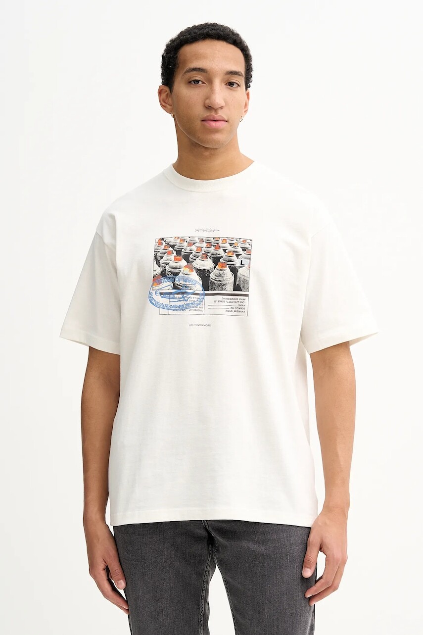 Bavlnené tričko Vans pánske, béžová farba, s potlačou, VN000PCXFS81