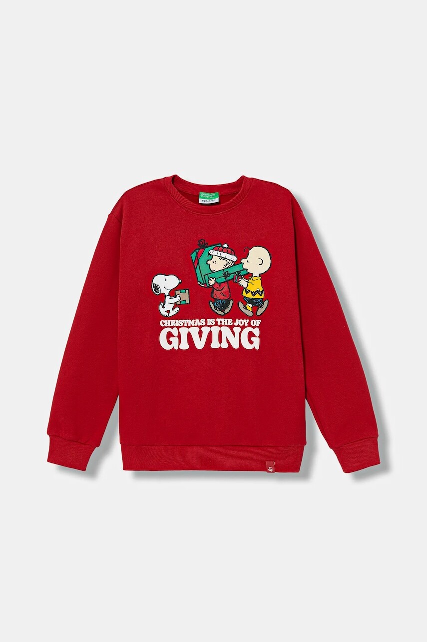 Detská mikina United Colors of Benetton červená farba, s potlačou, 3J73C10RO