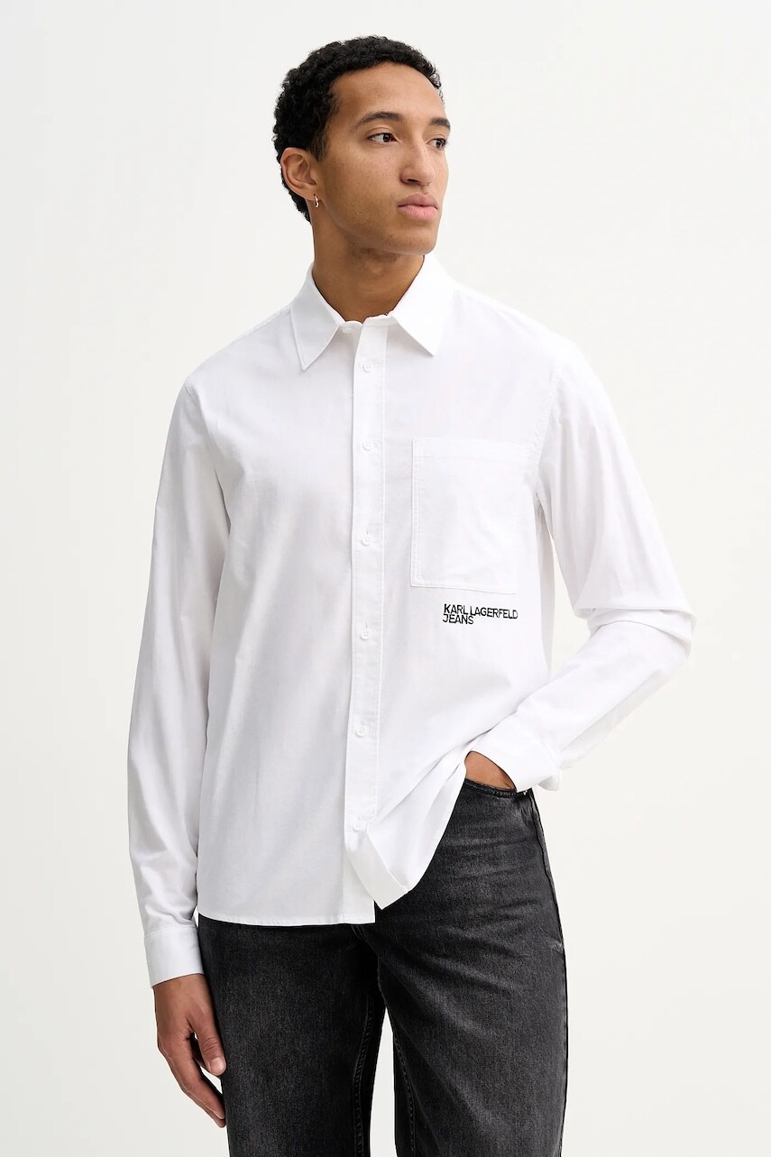 Bavlnená košeľa Karl Lagerfeld Jeans biela farba, regular, s klasickým golierom, A3M16021