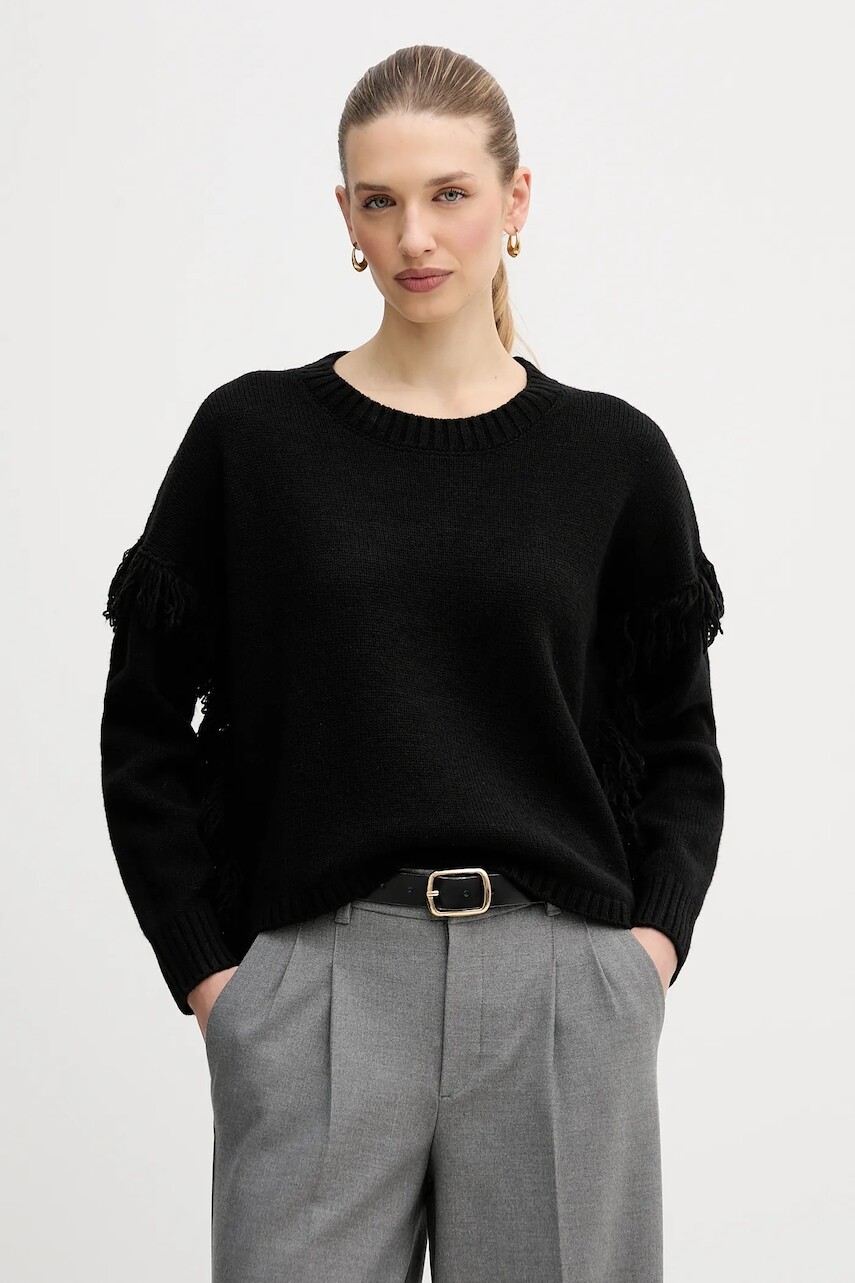 Sveter s prímesou vlny United Colors of Benetton čierna farba, 191VD10EZ