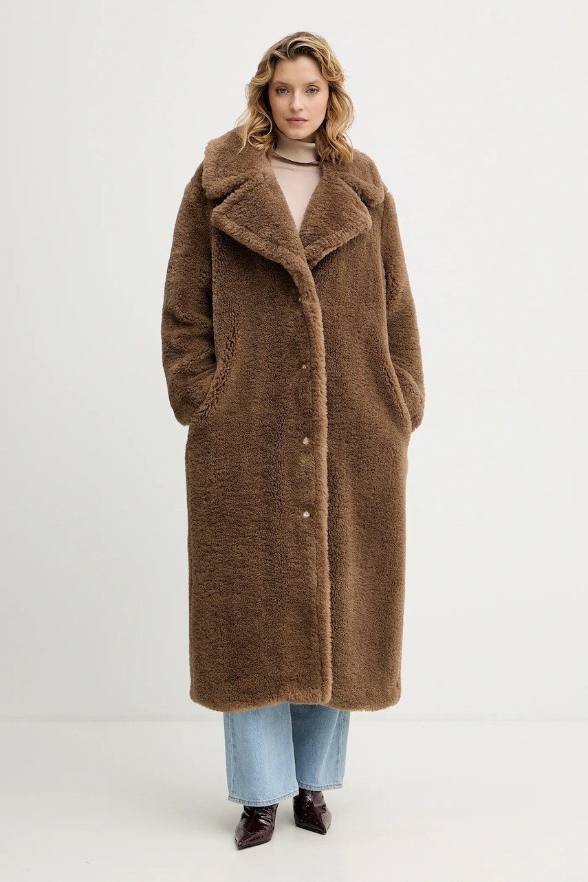 Kabát Guess EUGENIE hnedá farba, W5BL93 WJ090