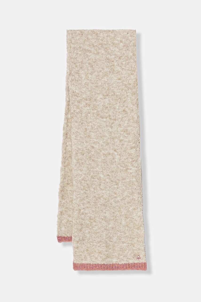 Detská šatka zo zmesi vlny United Colors of Benetton béžová farba, vzorovaná, 67NDCU010