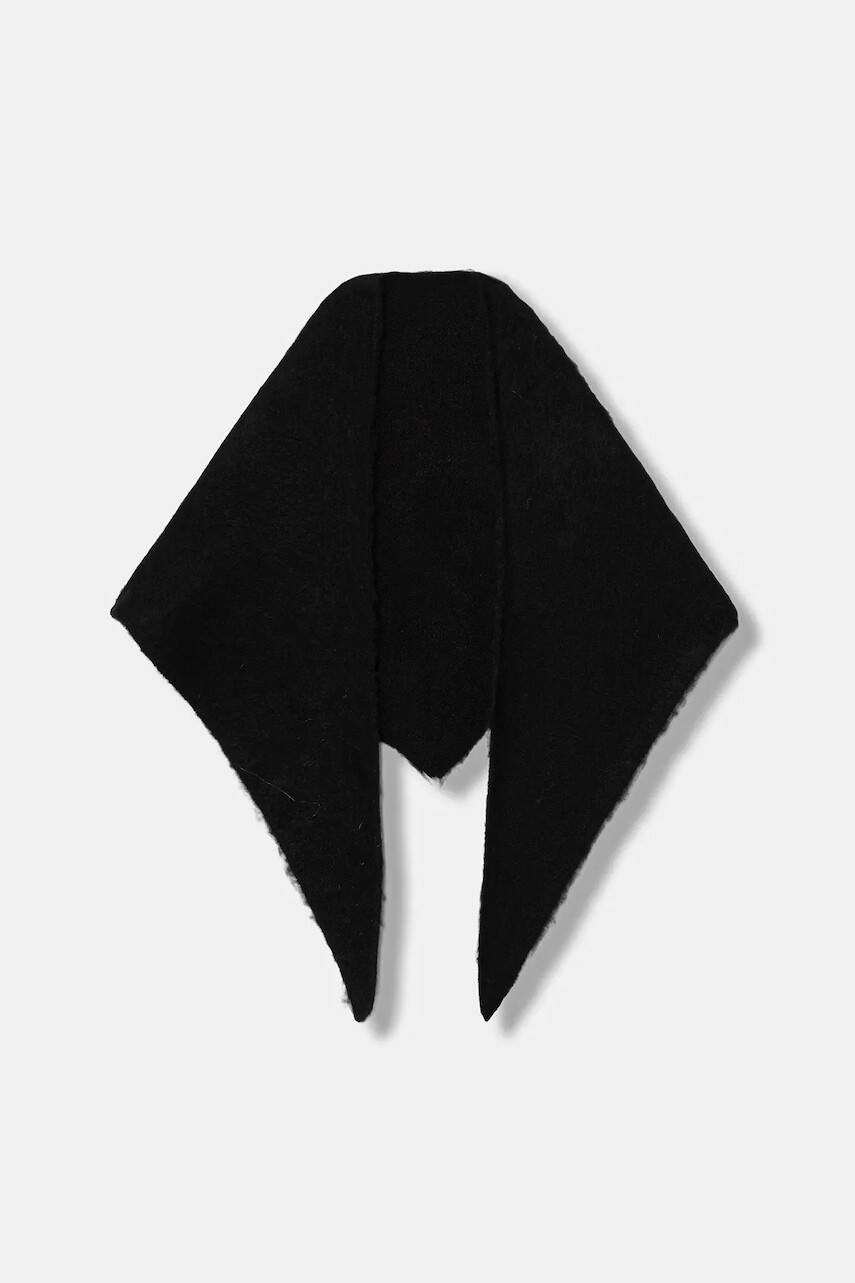 Šál s prímesou vlny United Colors of Benetton čierna farba, jednofarebný, 6QZPDU020