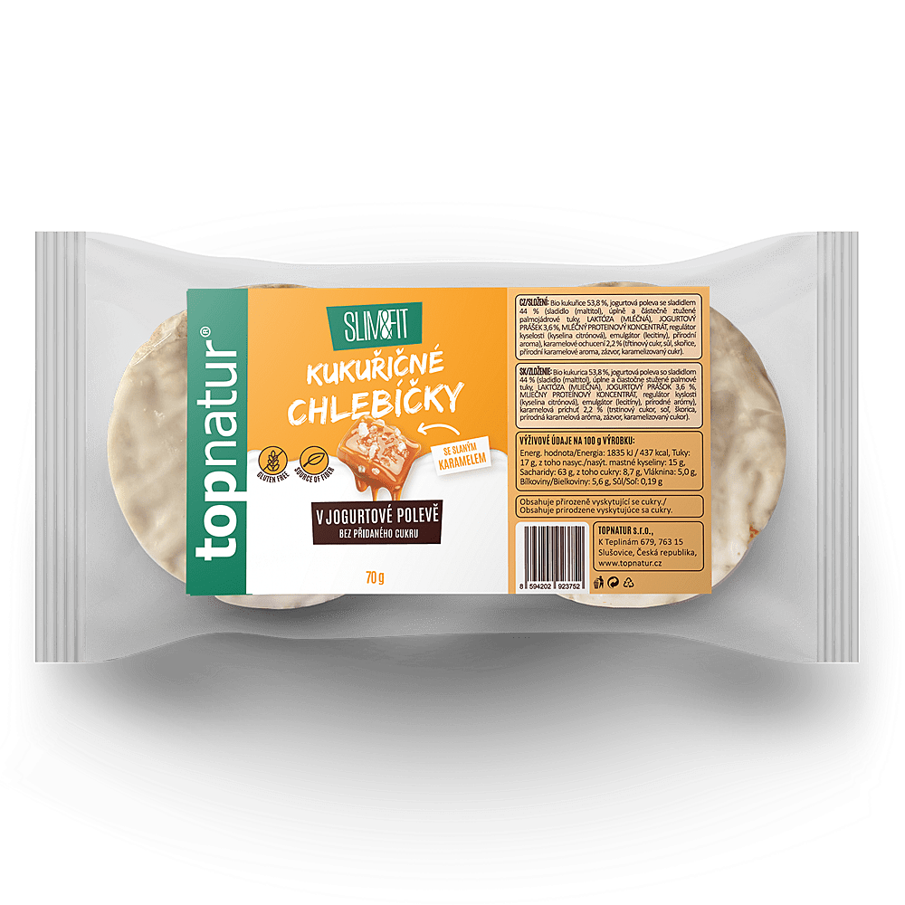 TOPNATUR Kukuričný chlebíček slaný karamel v jogurtovej poleve 70 g